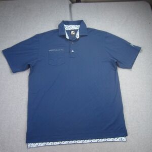 FootJoy FJ‎ Polo Shirt Mens Medium Blue Short Sleeve Pocket Golf Performance
